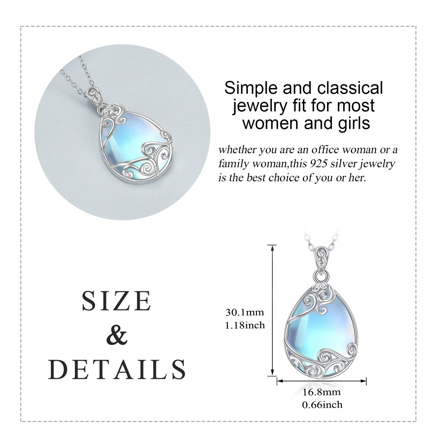 Mystic Moonstone Pendant with Delicate Filigree Design